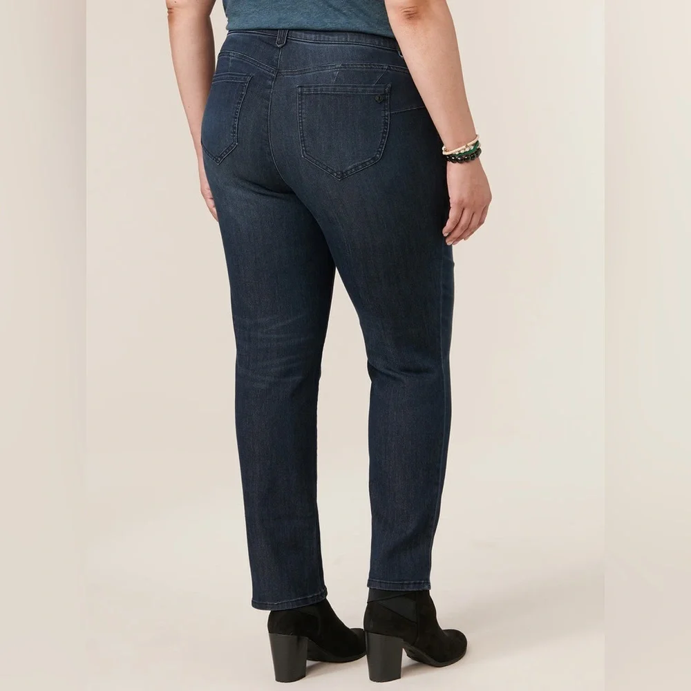 Ab"solution® Mid Rise Dark Indigo Straight Leg Plus Jeans size 20W - Picture 5 of 10